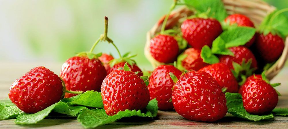 Close up of lying strawberries