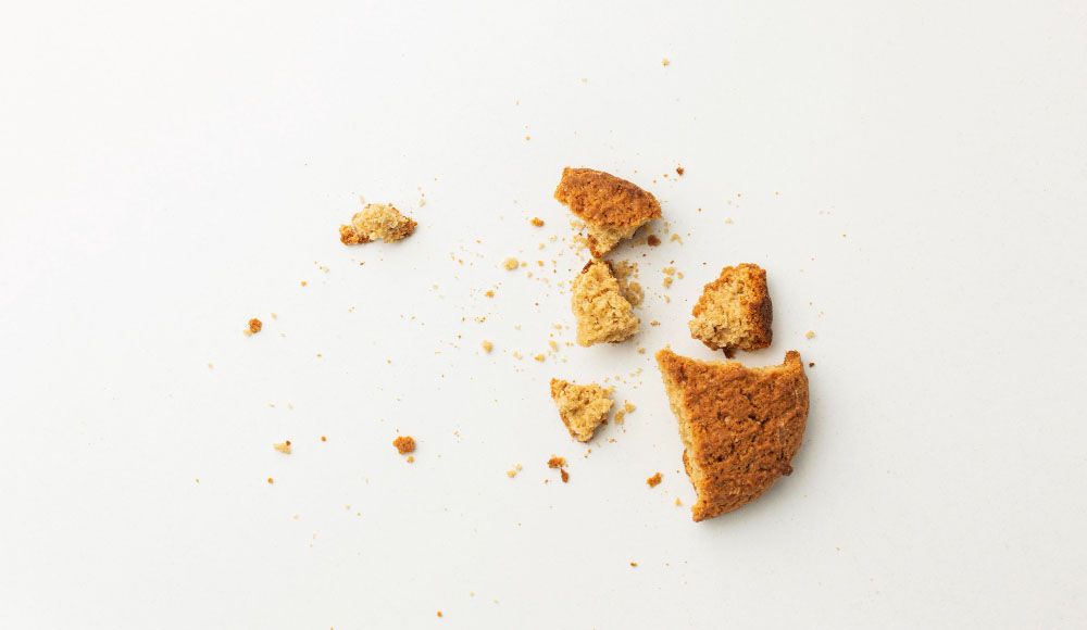 Crumbs of food lefts