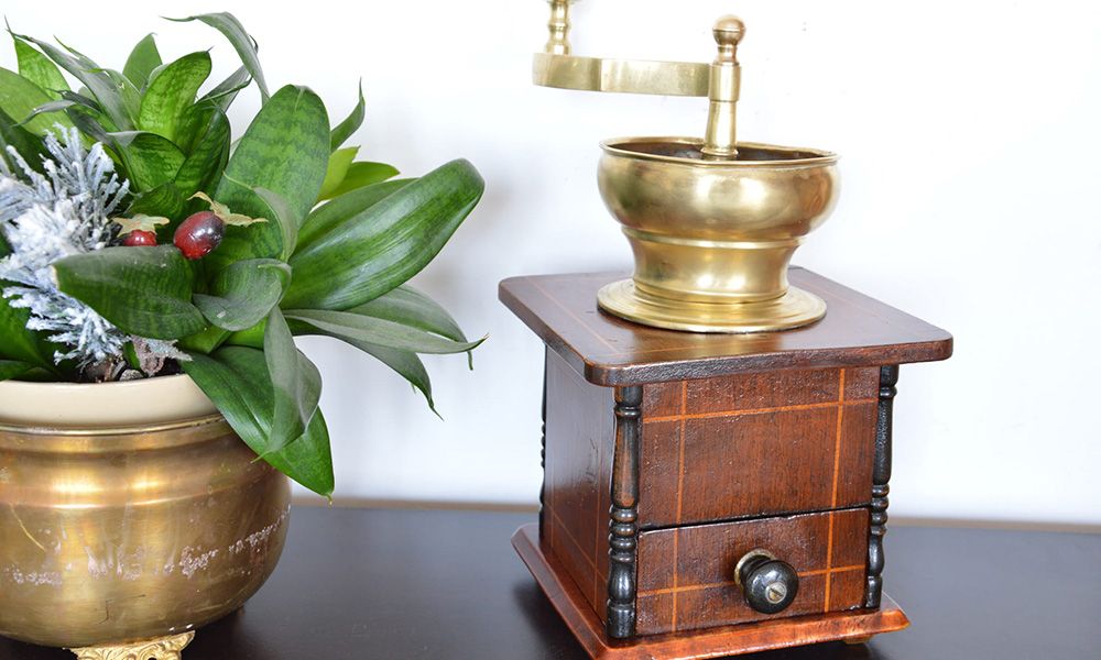 Old wooden coffee grinder