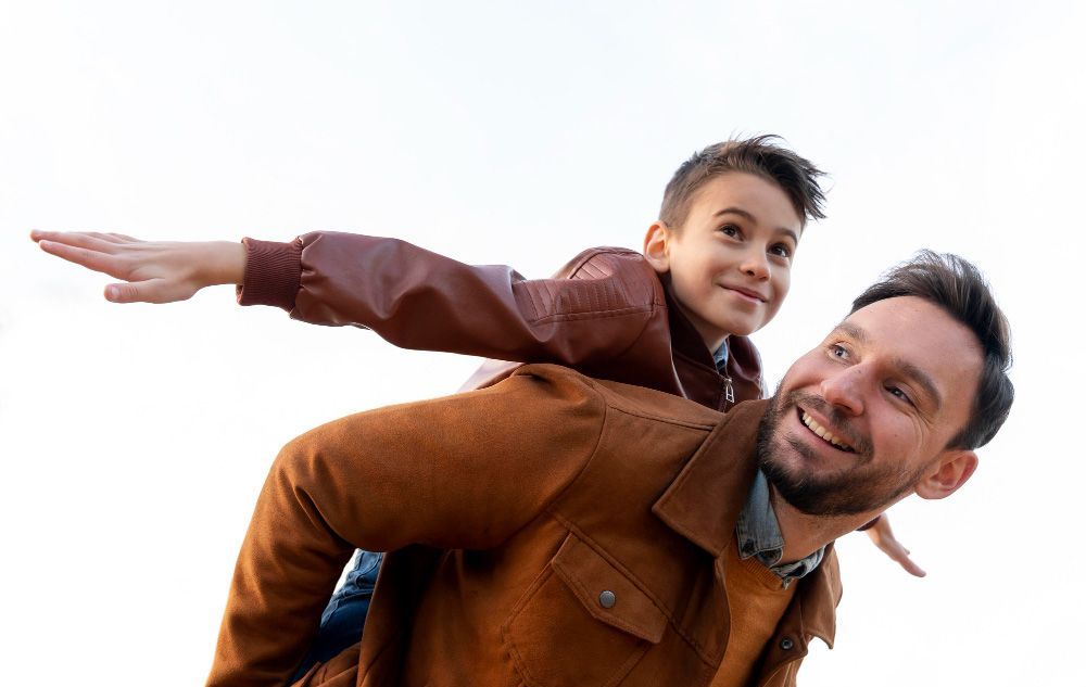Stepfather and stepson spending time together